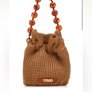 STAUD Grace Beaded Raffia Bag
